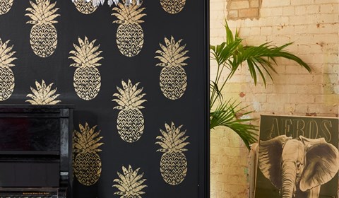 Colony black and gold pineapple wallpaper
